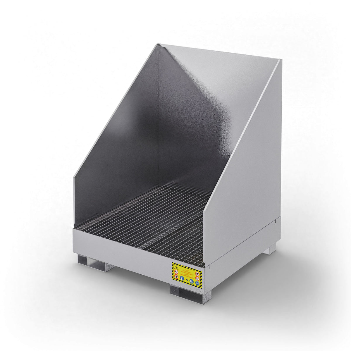 Vasca di raccolta con pareti paraspruzzi per 4 fusti da 200 LT