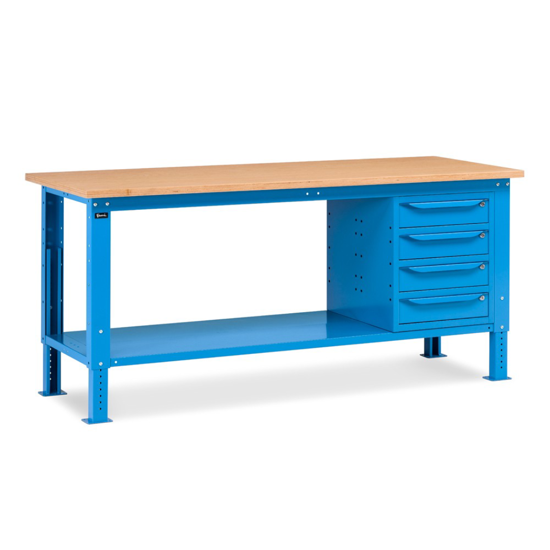 WORK20, Banco da lavoro con 1 armadio a cassetti con 4 cassetti