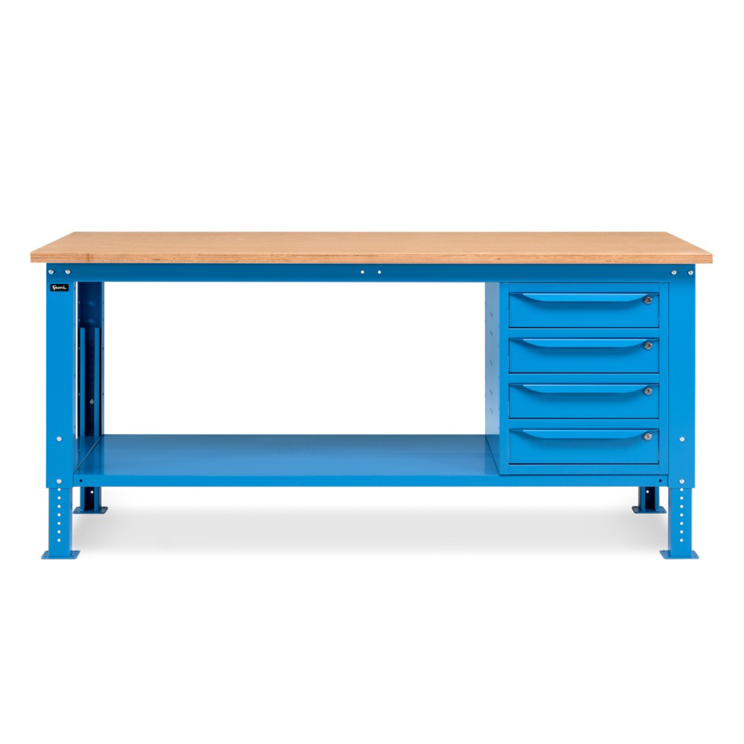 WORK20, Banco da lavoro con 1 armadio a cassetti con 4 cassetti