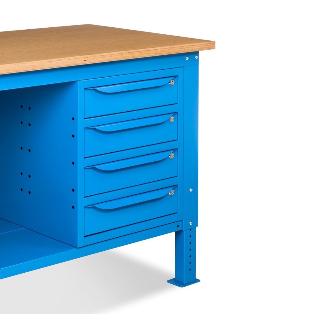 WORK20, Banco da lavoro con 1 armadio a cassetti con 4 cassetti