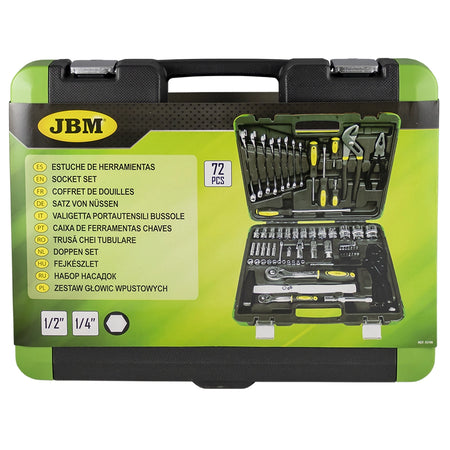 Valigetta portautensili con 72 pezzi (bussole esagonali)