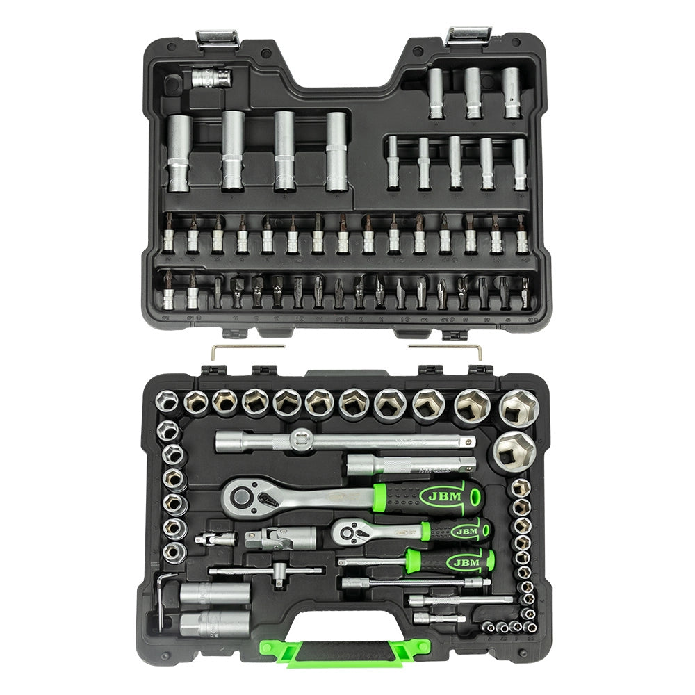 Valigetta portautensili da 94 pezzi con bussole esagonali satinate