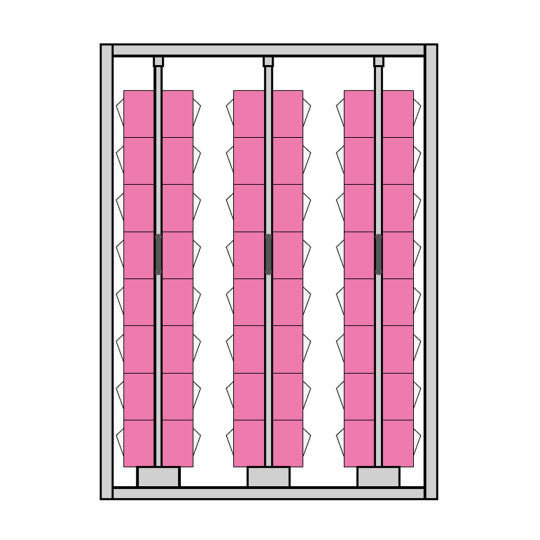 Practibox-Schrank mit 3 vertikalen Schubladen - 1527x705x2000