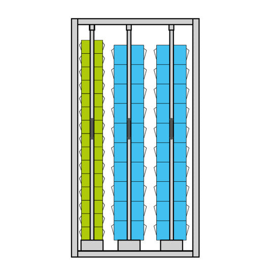 Practibox-Schrank mit 3 vertikalen Schubladen - 1119x705x2000