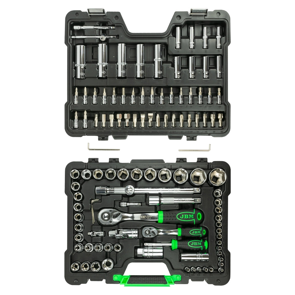 Valigetta portautensili con 108 pezzi bussole poligonali - finitura cromata