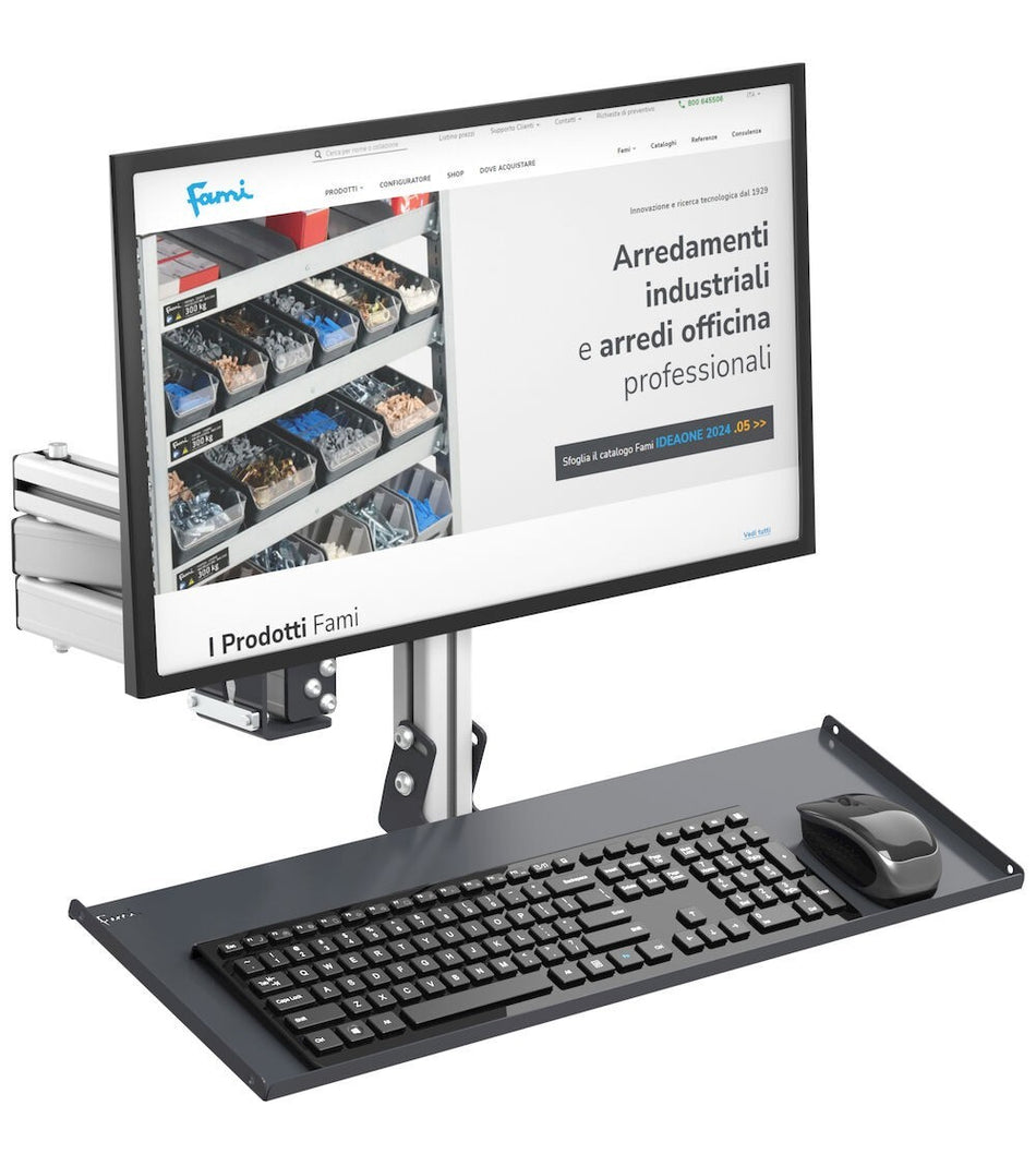 Extendable arm with keyboard holder - dim. mm L=649 D=855 A=471