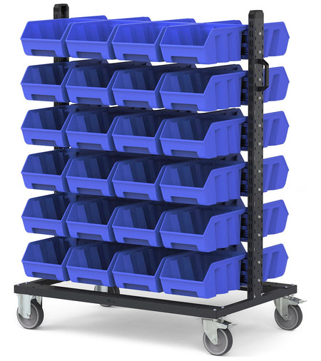 BINCART10, Carrello 48 Contenitori Grigio Antracite Bocca di Lupo con Ruote