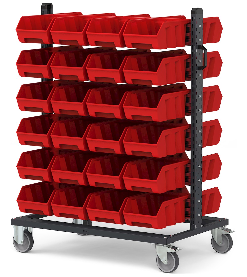 BINCART10, Carrello 48 Contenitori Grigio Antracite Bocca di Lupo con Ruote
