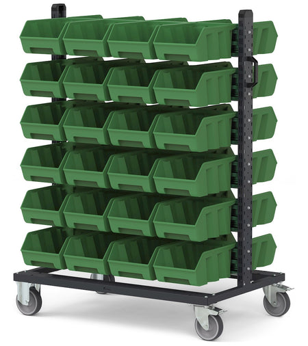 BINCART10, Carrello 48 Contenitori Grigio Antracite Bocca di Lupo con Ruote