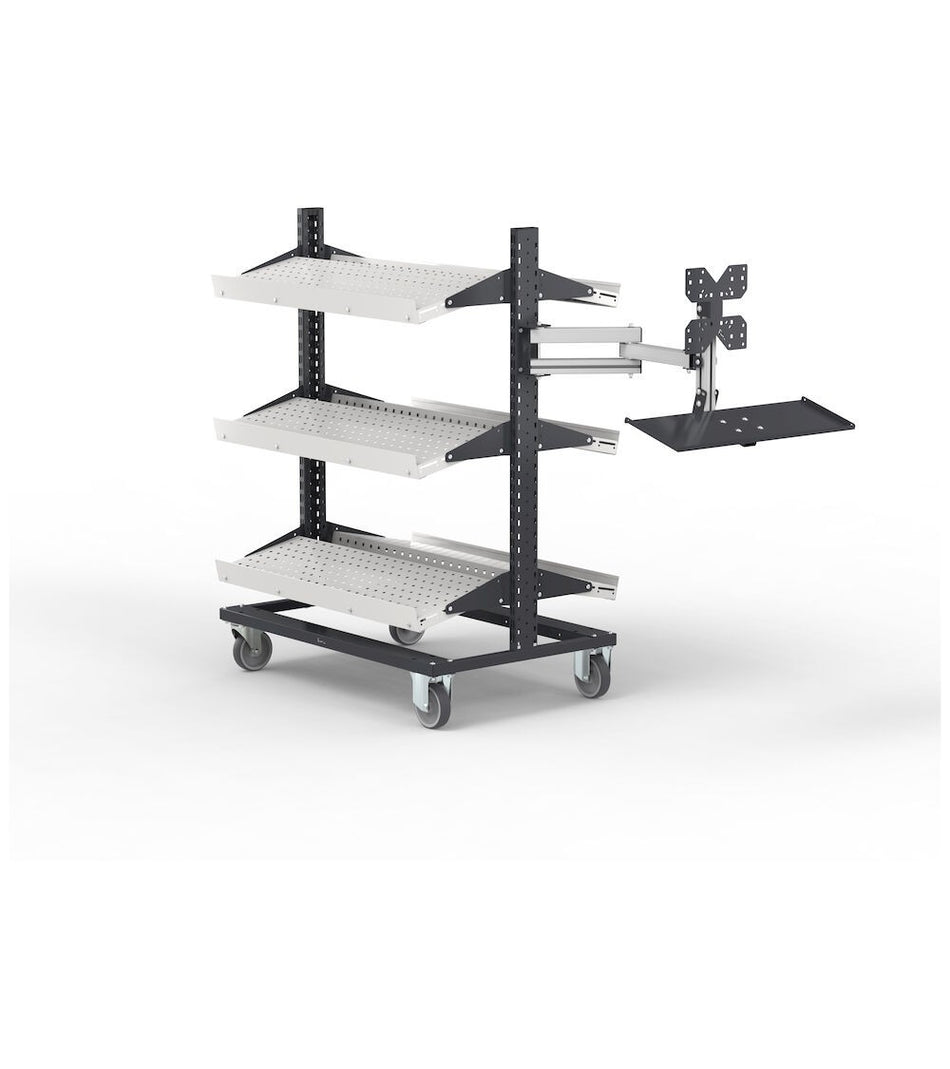 Trolley with wheels and extendable arm - dim. mm L=1916 D=739 A=1357