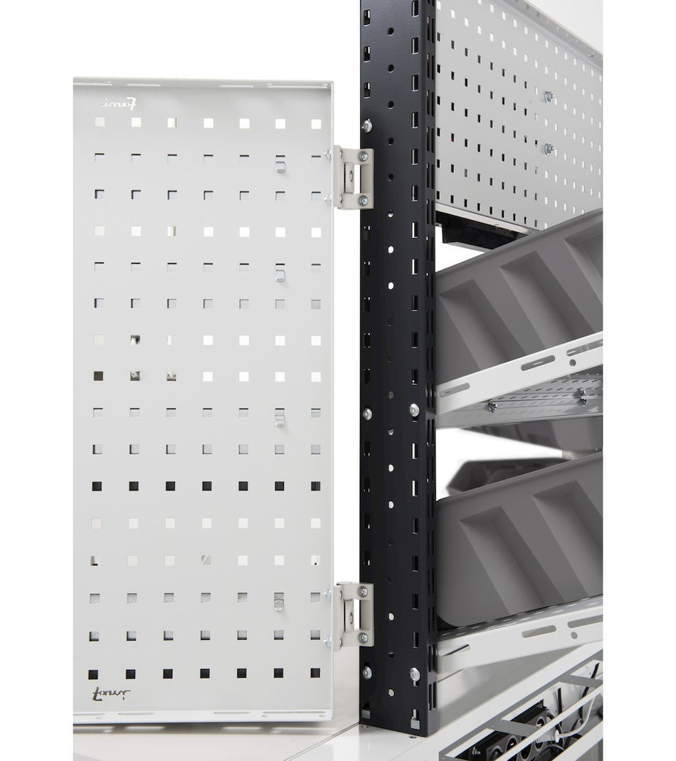 Perforated panel/shelf with hinges - dim. mm L=647 D=60 A=496