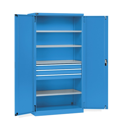 PERFOM140, Armadio con 2 ante, 4 ripiani, 3 cassetti, L1023 x P555 x H2000 mm