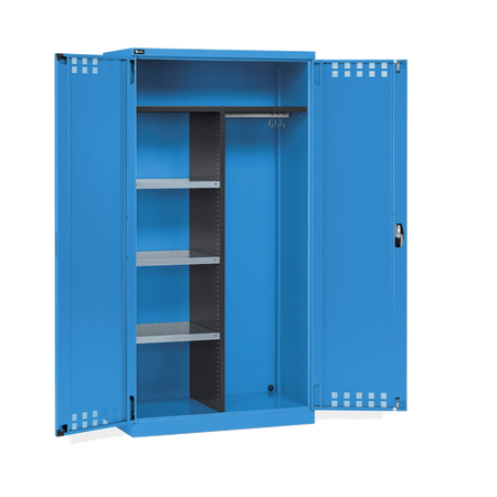 PERFOM140, Armadio multiuso con ante battente fessurate, ripiani e divisorio, L1023 x P555 x H2000 mm