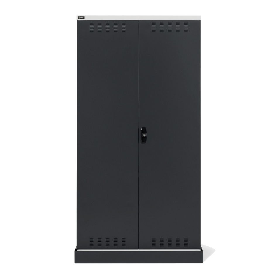 PERFOM140, Armadio 2 ante a battente fessurate, 4 piani, 18 taniche, 1 vasca interna, 1 vasca esterna, L1048 x P600 x H2027 mm