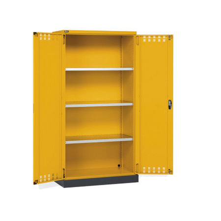 PERFOM140, Armadio 2 ante a battente fessurate, 3 ripiani, 1 vasca stagna esterna, L1048 x P600 x H2027 mm