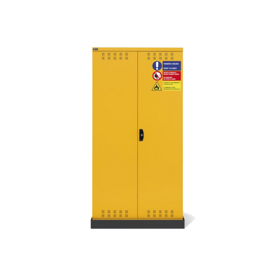 PERFOM140, Armadio 2 ante a battente fessurate, 3 ripiani, 1 vasca stagna esterna, L1048 x P600 x H2027 mm