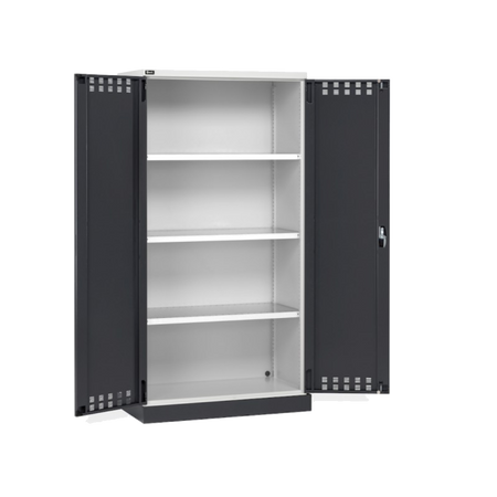 PERFOM140, Armadio 2 ante a battente fessurate, 3 ripiani, 1 vasca stagna esterna, L1048 x P600 x H2027 mm