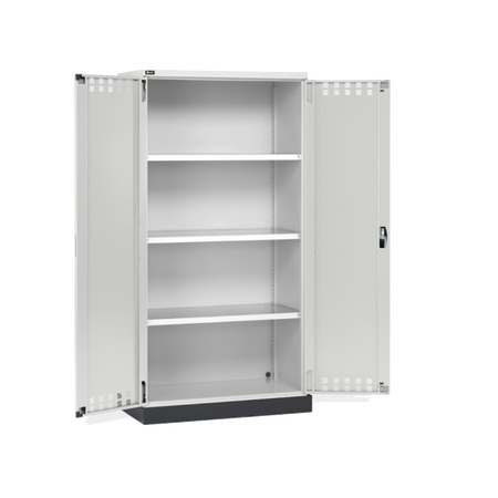 PERFOM140, Armadio 2 ante a battente fessurate, 3 ripiani, 1 vasca stagna esterna, L1048 x P600 x H2027 mm