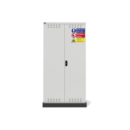 PERFOM140, Armadio 2 ante a battente fessurate, 3 ripiani, 1 vasca stagna esterna, L1048 x P600 x H2027 mm
