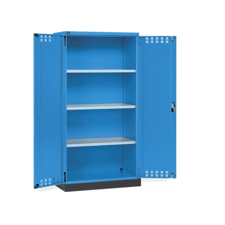 PERFOM140, Armadio 2 ante a battente fessurate, 3 ripiani, 1 vasca stagna esterna, L1048 x P600 x H2027 mm
