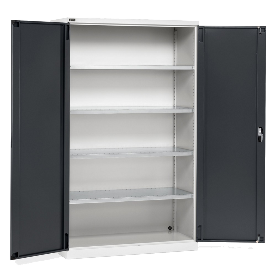 PERFOM170, Armadio con ante a battente e 4 ripiani fessurati, L1193 x P555 x H2000 mm