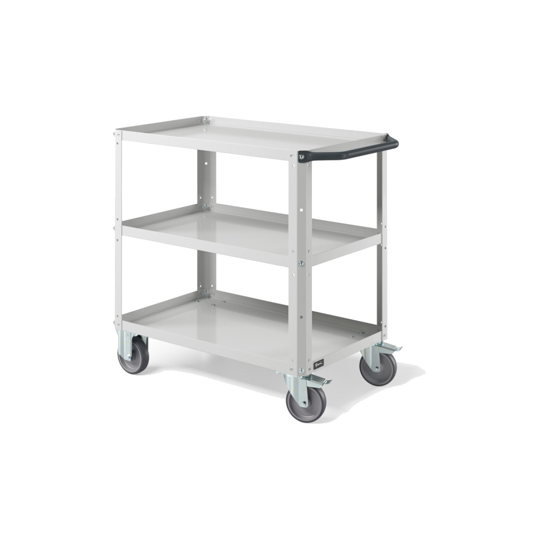 CLEVER09, Carrello a ripiani con piano aggiuntivo e ruote in gomma antritraccia sintetica