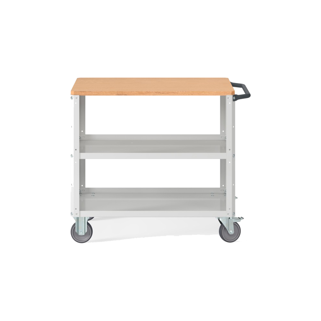 CLEVER10, Carrello a ripiani con ruote con piano in legno e con piano aggiuntivo