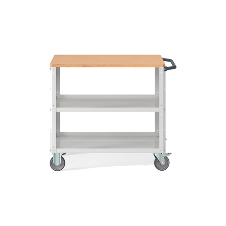 CLEVER10, Carrello a ripiani con ruote con piano in legno e con piano aggiuntivo