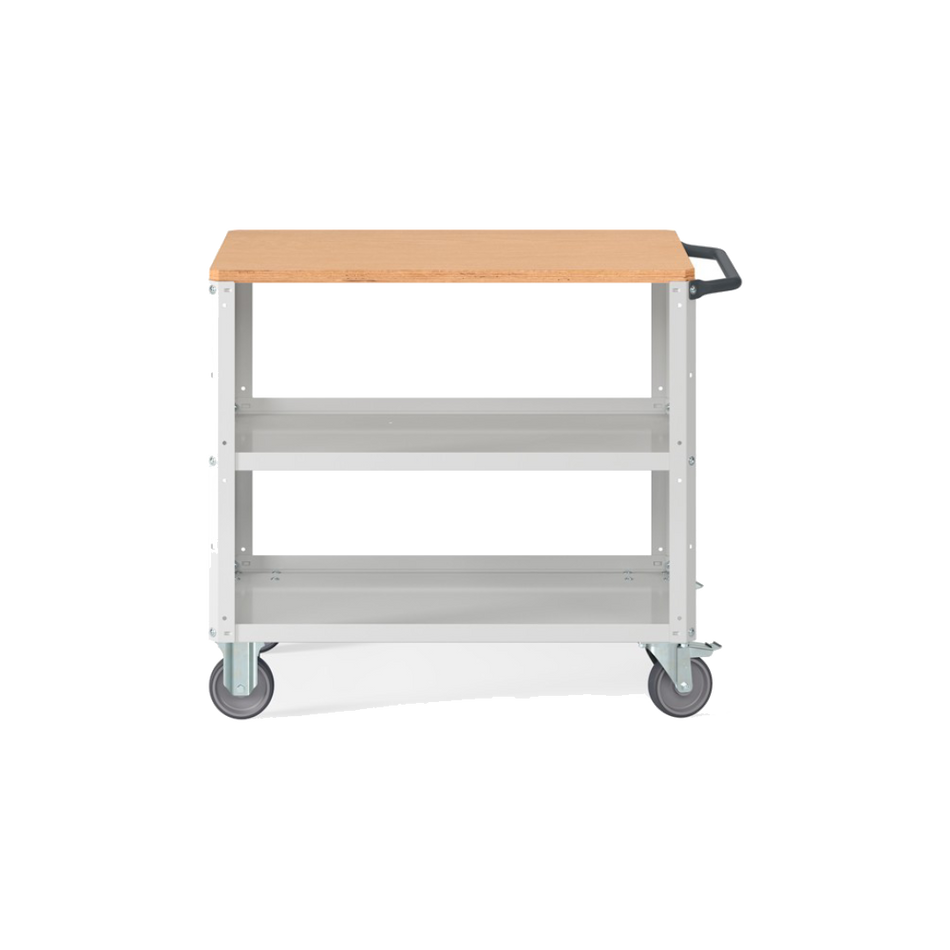 CLEVER10, Carrello a ripiani con ruote con piano in legno e con piano aggiuntivo