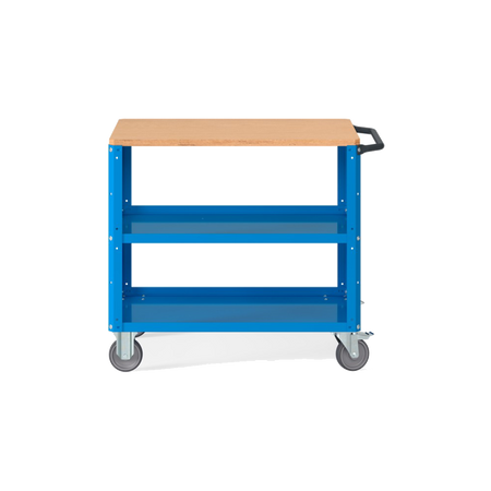 CLEVER10, Carrello a ripiani con ruote con piano in legno e con piano aggiuntivo