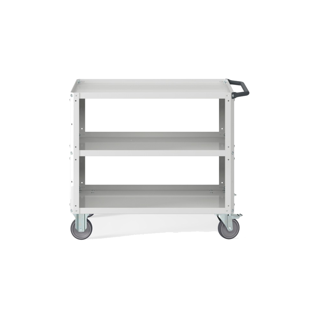 CLEVER10, Carrello a ripiani con ruote, piano aggiuntivo e pannelli forati