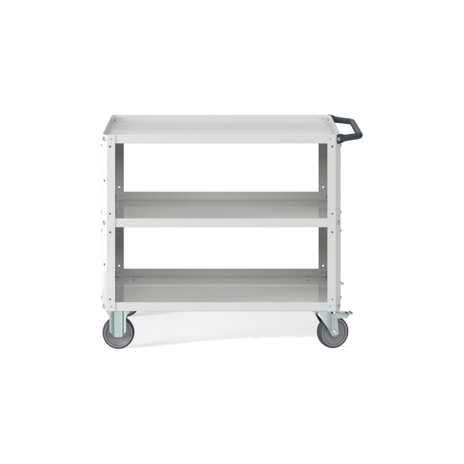 CLEVER10, Carrello a ripiani con ruote, piano aggiuntivo e pannelli forati