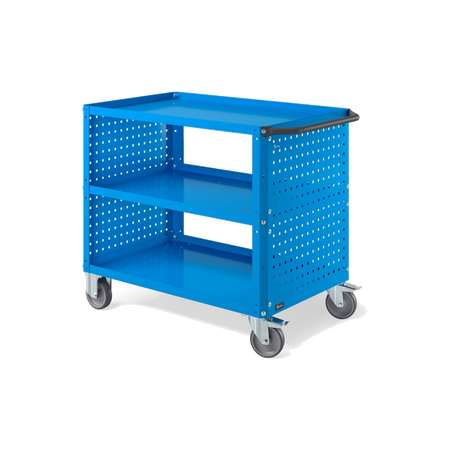 CLEVER10, Carrello a ripiani con ruote, piano aggiuntivo e pannelli forati