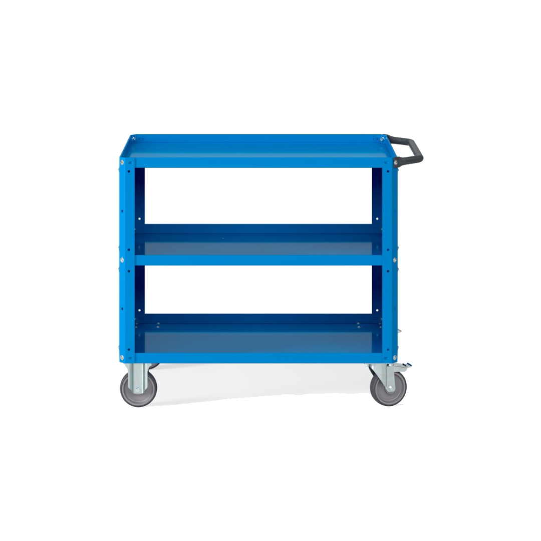 CLEVER10, Carrello a ripiani con ruote, piano aggiuntivo e pannelli forati