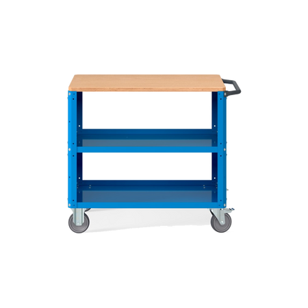 CLEVER10, Carrello a ripiani con ruote, piano in legno, piano aggiuntivo e pannelli forati