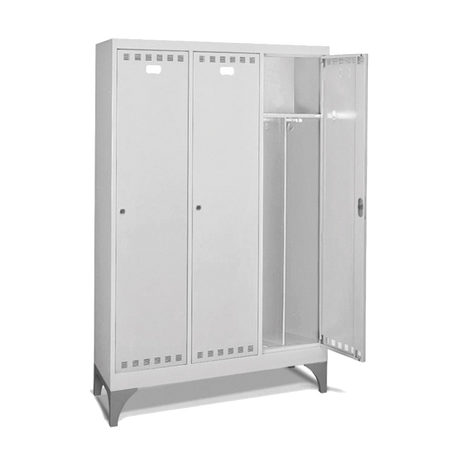 PERFOMAN02, Armadio spogliatoio in metallo a 3 scomparti con piedini