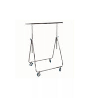 Klappbarer und verstellbarer Kleiderständer mit gebremsten Rädern