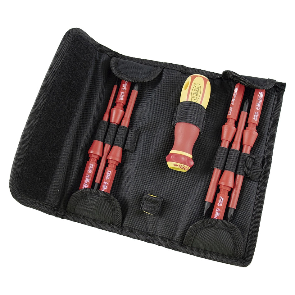 Set of bits and screwdriver electrically insulated up to 1000v