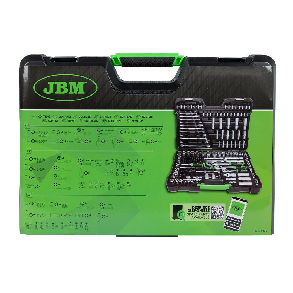 Valigetta portautensili da 216 pezzi con bussole esagonali satinate