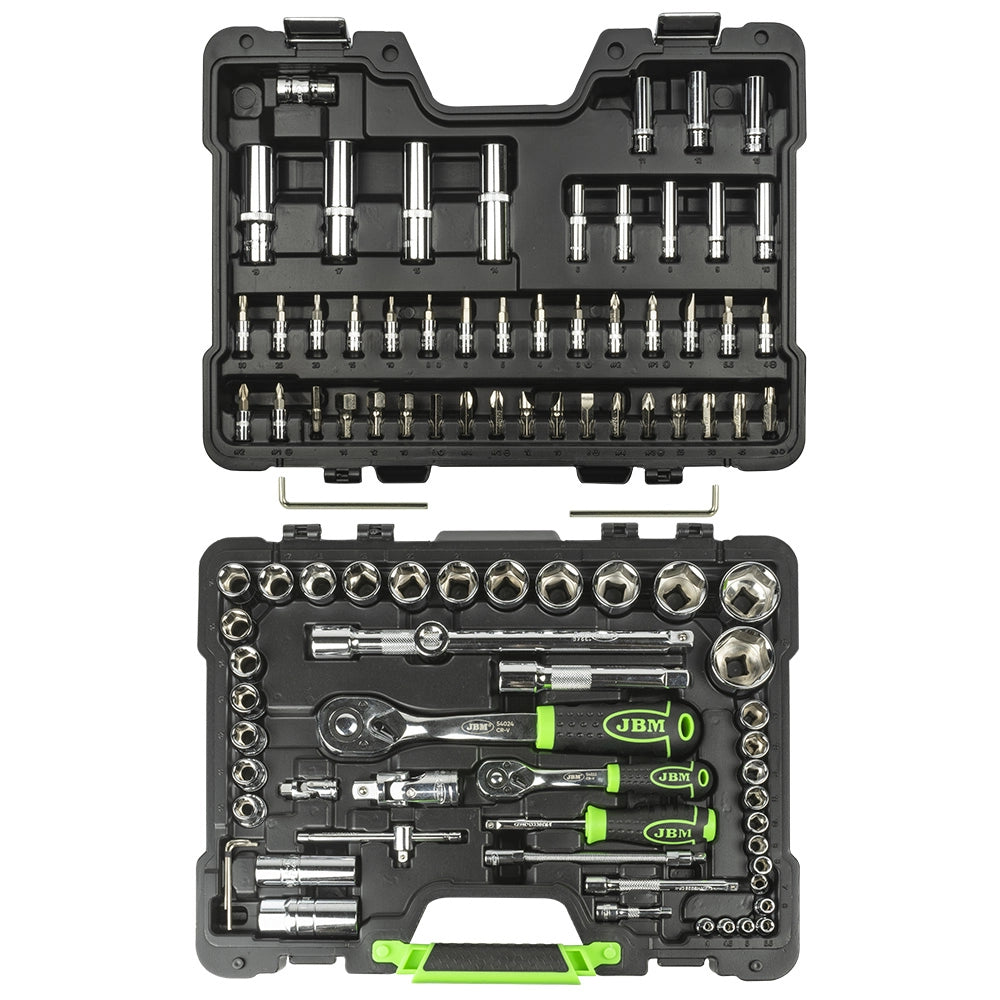 Valigetta portautensili con 94 pezzi (bussole esagonali) - finit. crom.