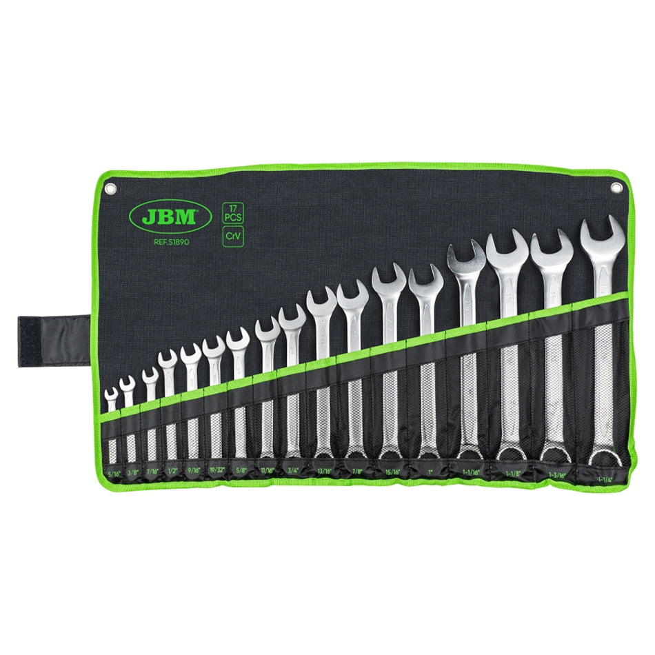 Kit of 17 inch combination wrenches