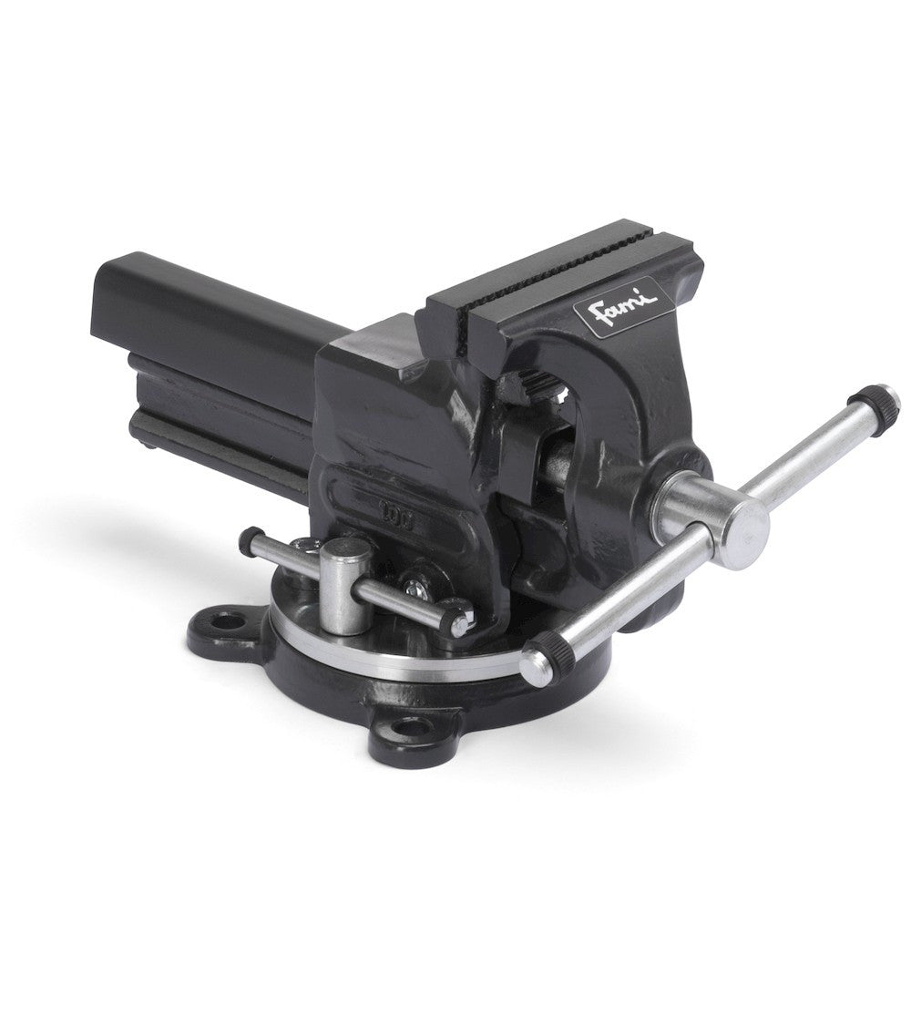 IRONTEAM0, Work Tech Morsa da Banco Girevole 125mm Apertura 100mm Ganascia Acciaio Grigio Antracite