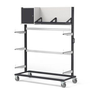 BINCART1506, Carrello Rastrelliera Pannello Forato Pensile Grigio Antracite 1552x668x1965mm