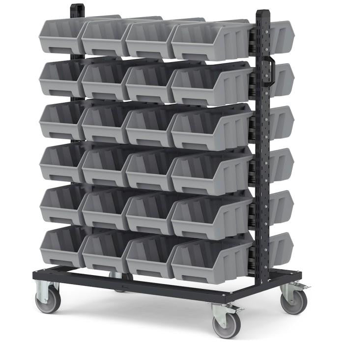 BINCART10, Carrello 48 Contenitori Grigio Antracite Bocca di Lupo con Ruote