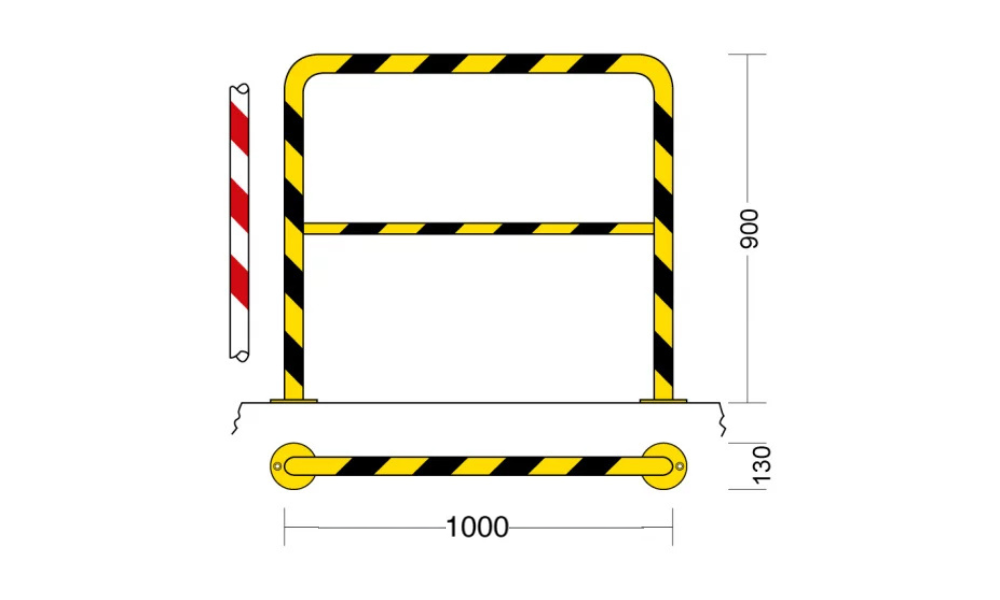 Barriera paracolpi lineare con traverso intermedio - 1000 x 900h mm
