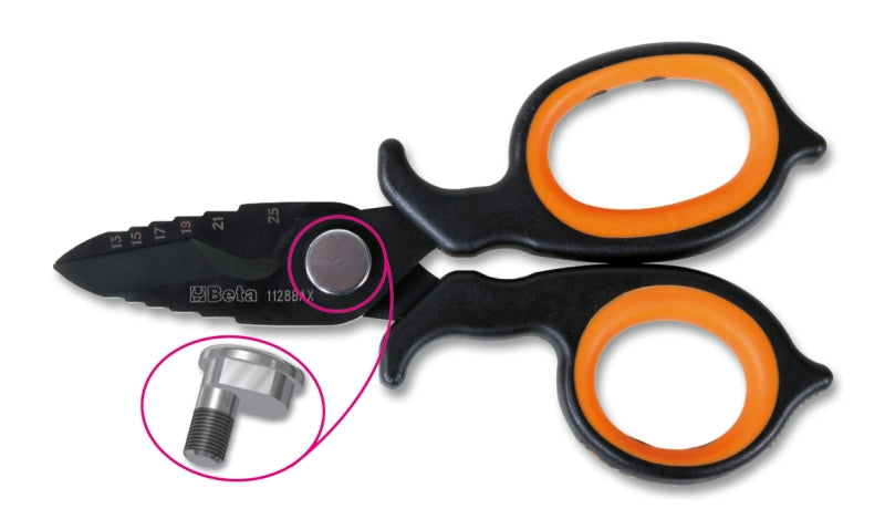 Double-action electrician's scissors with DLC-coated stainless steel cutter profiles H-SAFE - 1128BAX-HS