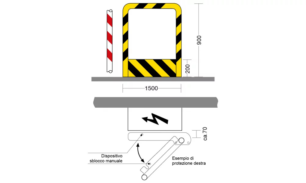 Protezione modulare lineare mobile - 1500 x 900h mm