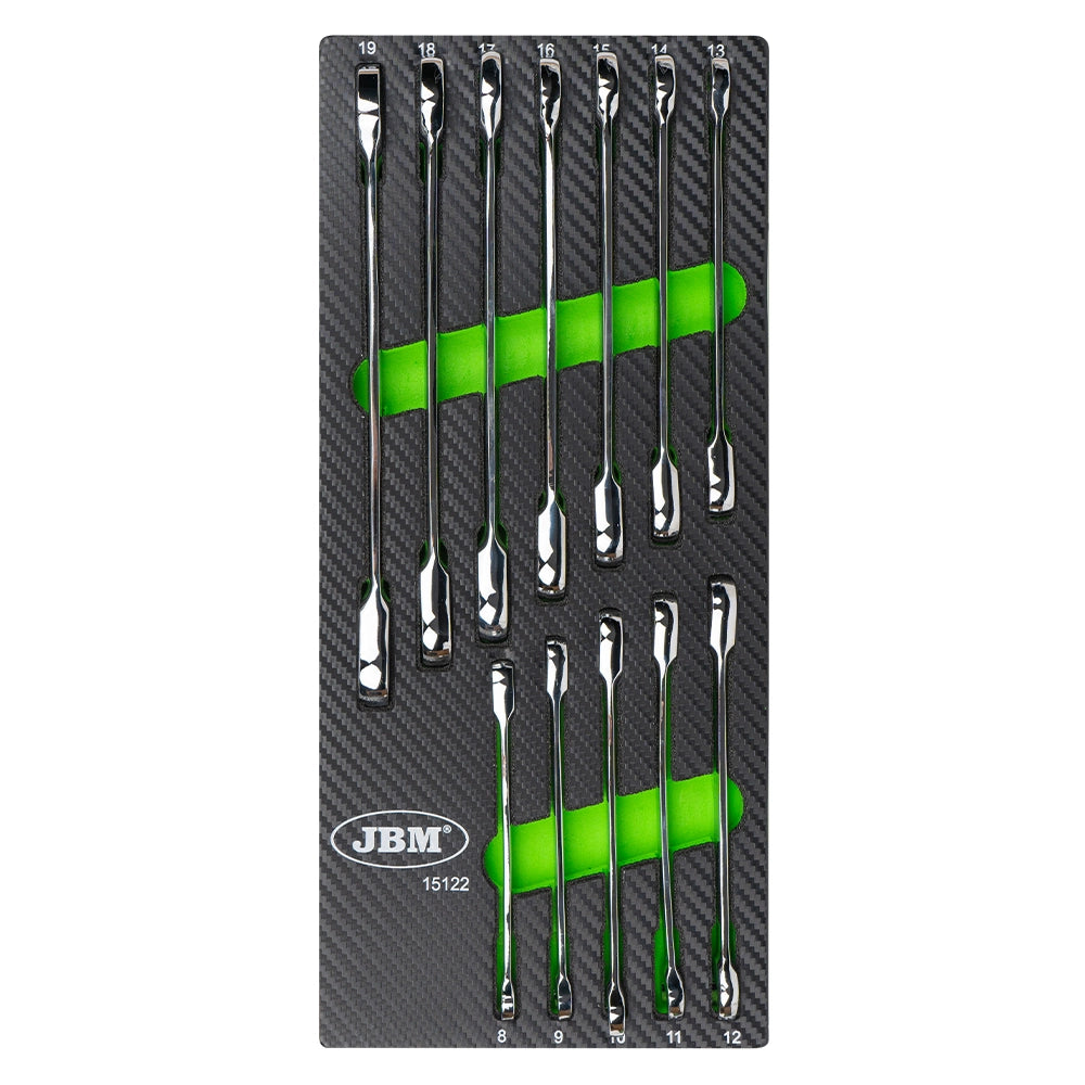 Set di 12 chiavi a cricchetto in vassoio in carbonio eva