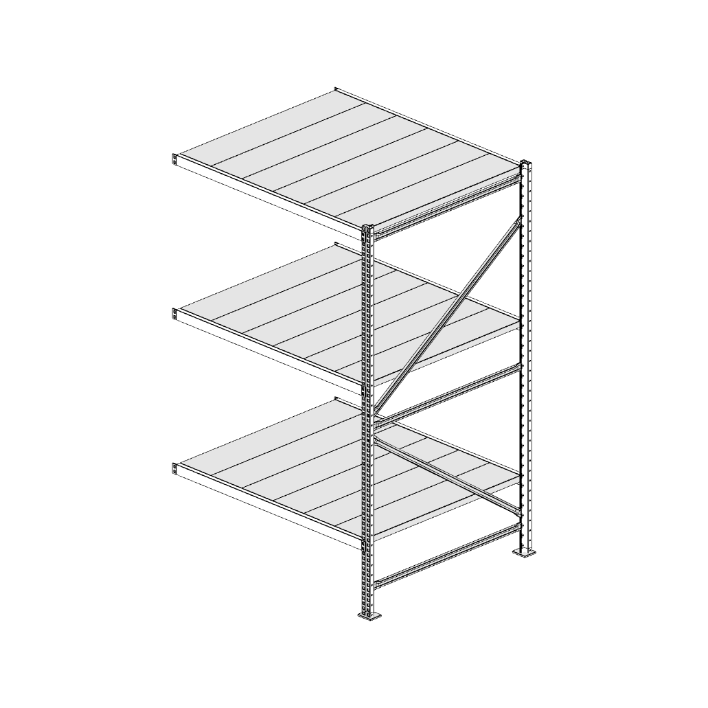Scaffalatura MM50 modulo aggiuntivo bianco1950x1200x1000 mm