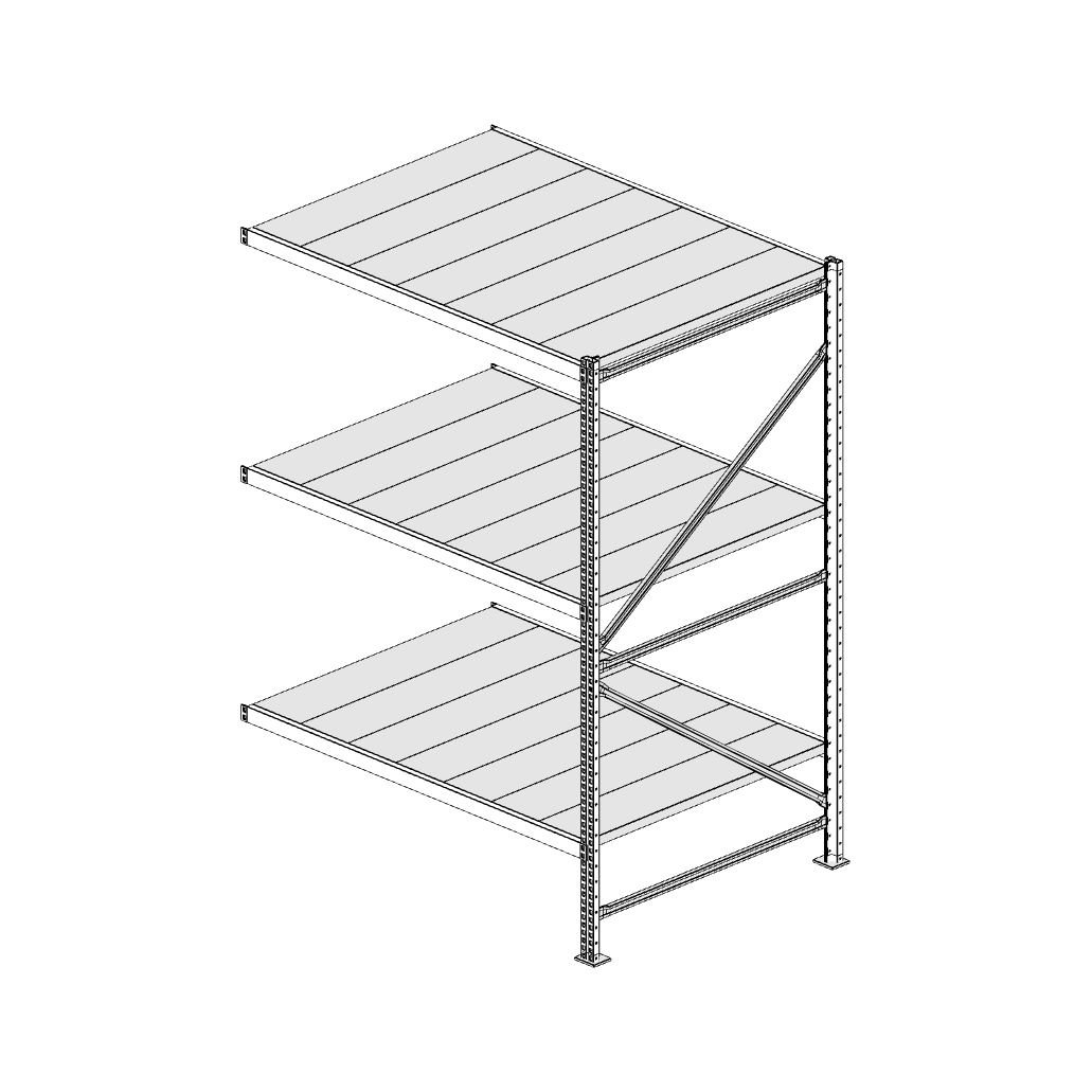 Scaffalatura MM50 modulo aggiuntivo bianco1950x1400x1000 mm